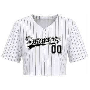 Maillot de baseball court personnalisé pour femme – Tenue d'équipe personnalisée avec nom et numéro imprimés – Chemise de softball légère à rayures avec boutons - Product Image 4