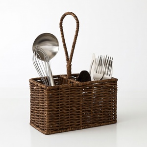 Cesta de almacenamiento de cubiertos de ratán natural, organizador de cubiertos hecho a mano, la mejor opción para guardar cubiertos. - Product Image 6