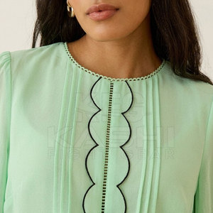 Blusa de Mujer Moderna, a la Moda, con Diseño de Tendencia, Estampado Sólido, Corta por Delante, de Tela Suave, Ajuste Cómodo para el Trabajo, Uso Diario Informal - Product Image 6