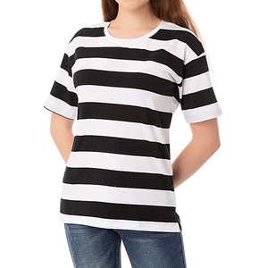 High Quality Women's Striped Crew Neck <b>T</b>-<b>Shirt</b> Short Sleeve Regular Fit 100% Cotton Knitted Casual All Seasons Wear - Product Image 5