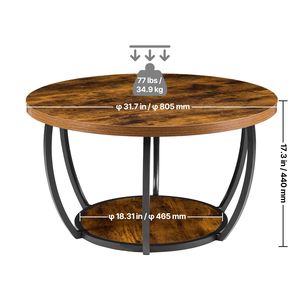 Tavolino da Caffè Moderno a 2 Livelli in Legno con Vano Portaoggetti Aperto, Scrivania Laterale Minimalista con Robusta Struttura in Metallo - Product Image 2