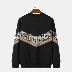 Sweat-shirt à col rond pour homme, manches longues, coupe ample, décontracté, tricoté, 100% coton respirant, noir, vêtements d'hiver - Product Image 2
