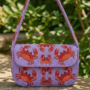 Mini Bolso con Diseño de Conchas y Ondas Oceánicas, Estilo Bohemio, Veraniego, con Cierre de Solapa - Product Image 4