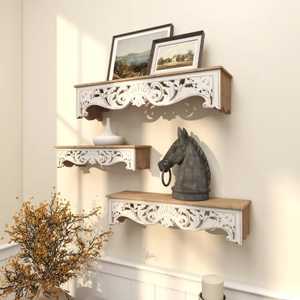 <b>Light</b> Wood Interlocking <b>Triangle</b> Wall Shelf Modern Geometric Floating Single Tier Adjustable Flower Pot Storage Organizer - Product Image 5