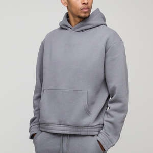 Sudaderas con Capucha para Hombre, Color Gris Oscuro, 100% Mezcla de Algodón, Diseño Personalizado, Hombros Caídos, Talla Grande, Cálidas para Invierno, Venta al Por Mayor OEM - Product Image 3