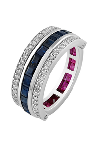 แหวนเพชรและทับทิมไพลินสีน้ำเงินในตัวเรือนเงินสเตอร์ลิง D292.5 รุ่น KLSR-10282 - Product Image 2