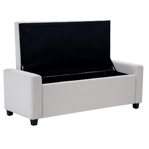 48-Inch Faux Linen Upholstered Storage Ottoman with Arms Fabric Bedroom & Living Room Entryway Bench <b>End</b> of <b>Bed</b> Storage Bins - Product Image 4