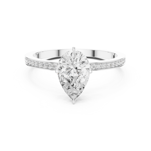 Bague de fiançailles solitaire en moissanite taille poire 92,5 avec pavé, bijoux de mariage pour femme - Product Image 1