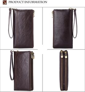 Brown Leather Clutch <b>Wallet</b> with <b>Zip</b> Around Closure and Wrist Strap - Product Image 4