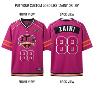 Jersey de Fútbol Americano Unisex Premium ZAINI, Transpirable, 100% Poliéster Malla 220 GSM, Color Granate y Blanco, Logotipo Personalizado, Tackle Twill - Product Image 1