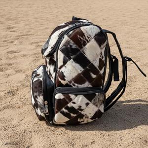 Premium Genuine <b>Leather</b> Hair <b>Backpack</b> Handmade Vintage Travel <b>Laptop</b> School Multi-function Zipper Closure Letter HNBP-0003 - Product Image 3