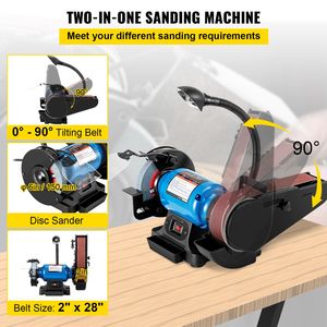 Smerigliatrice a Nastro Elettrica 2-in-1 da 2 Pollici e Levigatrice da Banco da 6 Pollici 3450 Giri/Min, Robusto Supporto a 90 Gradi per la Lavorazione dei Coltelli - Product Image 3