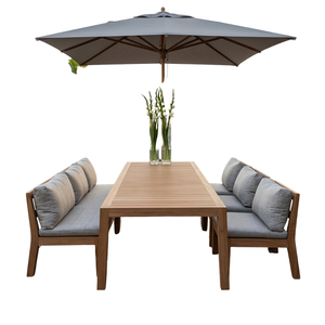 Conjunto de Comedor para Exteriores de Hotel, Mesa y Sillas de Madera de Acacia Sólida, Estructura Personalizada de Aluminio o Madera, Muebles de Jardín para Patio - Product Image 3