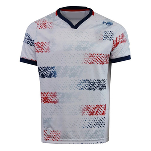 เสื้อรักบี้คอกลมสีขาวน้ำเงินลายพิมพ์ลายรักชาติแบบซับลิเมชั่นสั่งทำพิเศษปี 2026 ผ้าไม่เป็นขุย รุ่นใหม่ล่าสุด - Product Image 2