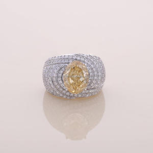Yellow Cushion Moissanite Diamond Pave <b>Cocktail</b> <b>Ring</b> White <b>Gold</b> Luxury Statement Engagement Wedding Jewelry Gift - Product Image 1