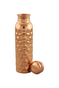 UNICORN HANDICRAFTS Botella de Agua de Cobre Ecológica con Acabado Martillado, Portátil para Viajes, con Tapa, Diseño Clásico - Product Image 2