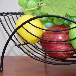 Top Selling Wholesale Unique Shaped Fruit Basket Metal Black Finishing <b>Storage</b> Organizer for Counter Coffee <b>Table</b> Bar - Product Image 4