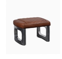 Meubles de luxe, design moderne, tabouret d'avion en cuir PU et aluminium, pouf ottoman