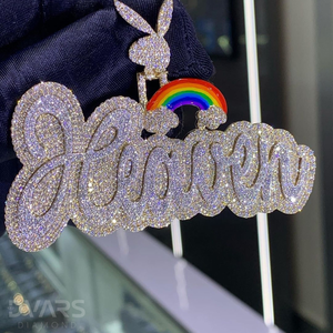 Pendentif personnalisé avec initiale en moissanite VVS pour homme, en argent 925 plaqué or, bijoux de luxe hip-hop, Dvars Diamond - Product Image 4