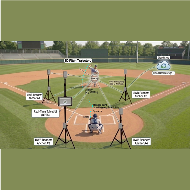Smartcomms Baseball Pitching Training & Analytics System-UBPTA-001 Lithium-Ion Battery/USB-Powered White