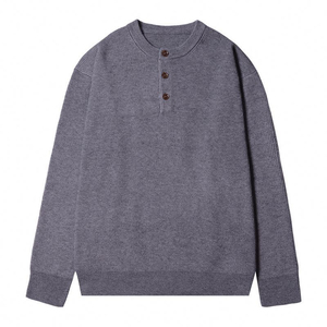 Men's Premium Soft Knit <b>Henley</b> Sweater <b>Long</b> <b>Sleeve</b> Button Neck Pullover Warm Casual Winter Clothing OEM ODM Wholesale - Product Image 2
