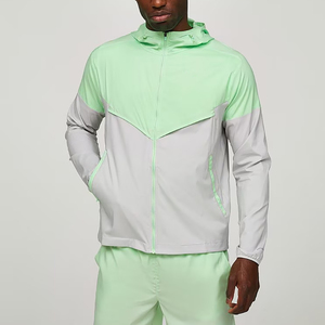 Chaqueta Bomber Impermeable y Cortavientos para Hombre, Diseño Color Block Verde Claro y Gris, Cierre Frontal con Cremallera, Corte Regular, Ropa de Invierno para Exteriores - Product Image 1