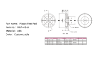 Patins anti-vibration en plastique ABS avec anneau doré/argenté estampé à chaud et base en mousse EVA pour équipement stéréo