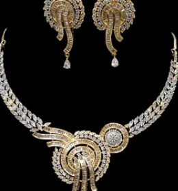 สร้อยคอเรืองแสงสีทองชุดประกายสง่างามชุดสร้อยคอดีไซเนอร์สีทองสีขาวสำหรับงานแต่งงาน - Product Image 2