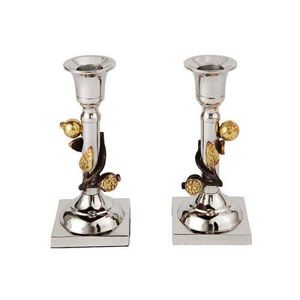 Wholesale Price Gold Silver Mosaic Shabbat Candle Holders Pair Luxury Judaica Sabbath <b>Candlestick</b> Gift For Home - Product Image 3