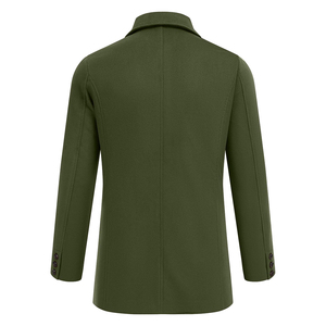 Top Quality Fall Winter Wool <b>Pea</b> <b>Coat</b> <b>Men's</b> Double Breasted Thickened Full Sleeve Stylish Outerwear Long Peacoat - Product Image 2