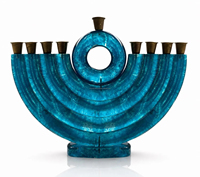 Ménorah en résine rose dorée, décorée de motifs dorés, bicolore, faite à la main, durable, de luxe, pour la Hanouka, Noël, décoration de la maison, centre de table, bougie