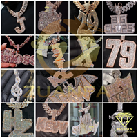 Pendentif initial en diamant de laboratoire de qualité supérieure avec 10 pierres de diamant, collier lettre entièrement serti en argent sterling 925