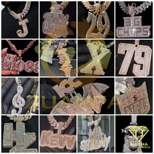 Pendentif initial en diamant de laboratoire de qualité supérieure avec 10 pierres de diamant, collier lettre entièrement serti en argent sterling 925 - Product Image 5