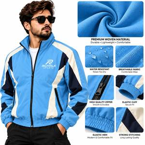 Men's Eco-friendly Hooded Bomber <b>Racer</b> <b>Jacket</b> Stand Collar Zipper Closure Front Logo Windproof Sporty Winter Wear - Product Image 6