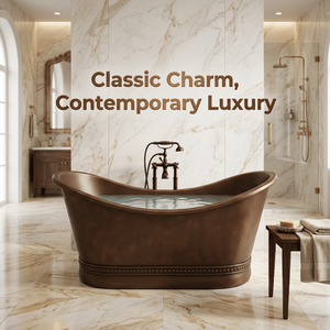 Luxury Dark <b>Copper</b> <b>Sheet</b> Freestanding Bathtub with Premium Handcrafted Finish Elegant Soaking Tub for Modern Bathroom Interiors - Product Image 4