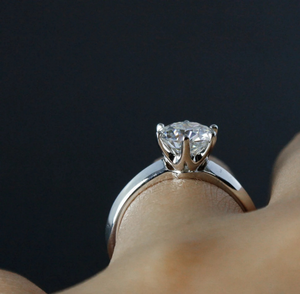 <b>925</b> Sterling <b>Silver</b> Round Shape Lab Grown Diamond <b>Ring</b> Gift For Her Anniversary , Wedding & Party - Product Image 3