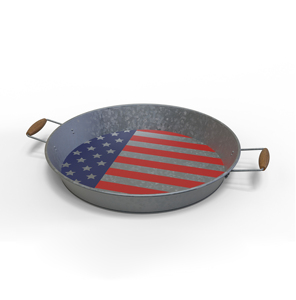 Plateau de service rond en métal avec motif drapeau américain, assiette décorative pour fête sur le thème patriotique du 4 juillet - Product Image 2
