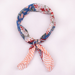 Écharpe carrée en coton popeline respirante, écologique et tendance, imprimée au bloc, multifonctionnelle, faite à la main, pour toutes les saisons - Product Image 5