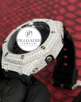 Pragalbh Jewels Luxus-Diamantuhr mit Pavé-Moissanit-Besatz, achteckiger Lünette und Kautschukarmband – Herren-Hip-Hop-Uhr