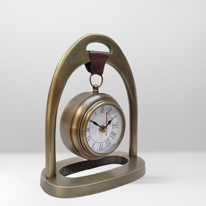 Premium Vintage <b>Gold</b> Metal Desk <b>Clock</b> Roman Numerals Antique Style Hanging Table <b>Clock</b> for Home Office Library Decor - Product Image 6