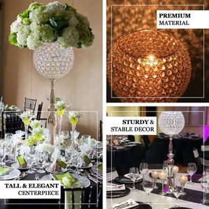 Support de bougie décoratif de table en perles de cristal modernes, durable, fait main, personnalisable, centre de table de luxe pour mariage - Product Image 6