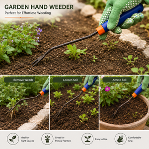 Désherbeur manuel de jardin robuste à fourches avec poignée ergonomique pour l'élimination des mauvaises herbes, le desserrage du sol et l'entretien du jardin - Product Image 4