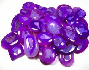 Ónix Púrpura Teñido, Ágata Druzy, Piedra Preciosa, 30-34 Piezas, Lote al por Mayor, Geoda Natural, Cabujón Pulido Liso, para Joyería - Product Image 3