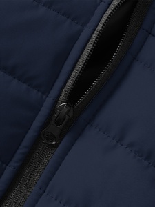 Men Hooded Puffer Jacket Navy Blue Quilted Windproof Winter <b>Coat</b> <b>Zipper</b> Closure Casual Style Slim Fit - Product Image 4
