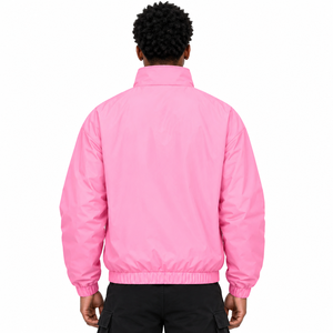 Custom Men’s Windbreaker Tracksuit Set 2 Piece Polyester <b>Nylon</b> Full Zip Athletic Sportswear <b>Jogger</b> Pants OEM ODM in pink color - Product Image 3