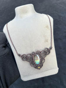 Natural Pearl Macrame Necklace Handmade Trendy Butterfly Design Boho Pendant Adjustable Brown <b>Braided</b> <b>Cord</b> Buddhism Copper - Product Image 2