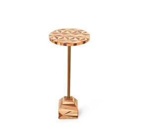 Modern Classic Gold Plated Foldable Coffee <b>Table</b> with Wood Inlay Triangle Pattern Exquisite Home Furniture for Living Room Use - Product Image 5