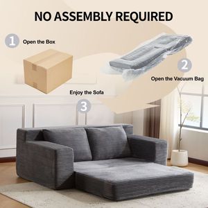 Modern <b>Small</b> Corduroy Loveseat Sofa Comfortable Deep Seat Bed for Bedroom & Living Room with Reversible <b>Cushion</b> Pill - Product Image 6