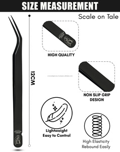 Best Eyelash Extension Tweezers Volume Lash Tweezers 45° 60° 90° Fiber Tip Curved Isolation Tweezers Stainless Steel Tool - Product Image 5
