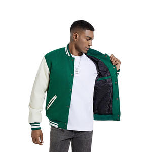Freandy Sports Premium Men's Varsity <b>Jacket</b> Solid Color Stand Regular Sleeve Casual Winter <b>Heated</b> Windproof Fleece Lined Front - Product Image 6